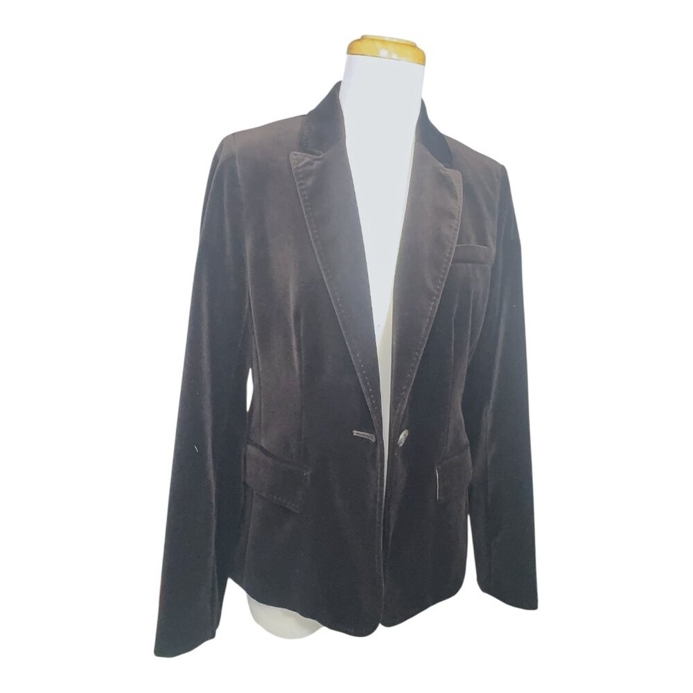 Vintage J.Crew Womens Brown Velvet Blazer Jacket Size 10  Green Label